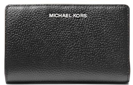 Michael Kors Damen Medium Snap Zip Around Wallet Black, Schwarz, Mittelgroße Geldbörse mit umlaufendem Reißverschluss