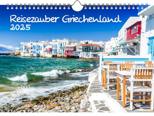 Reisezauber Griechenland DIN A4 Kalender für 2025 Athen Mykonos Kreta Urlaub Strand Meer - Seelenzauber