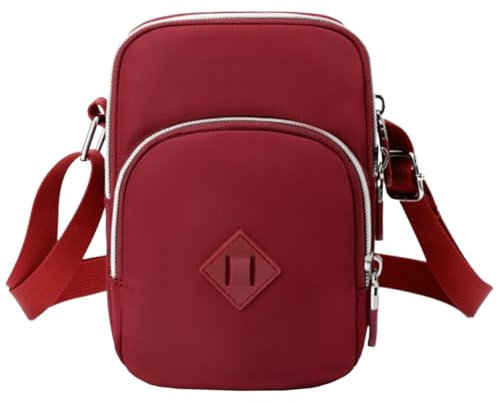 FAVORTALK Umhängetasche Klein Multi Pocket Taschen - Crossbody Bag Rot Messenger Handtasche Wasserabweisend Stylische Klein Tasche mit Verstellbarem Gurt - B00111
