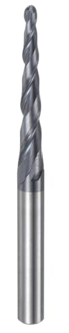 sourcing map Fresa de punta de bola cónica CNC, radio de 1/4 pulgadas, vástago de carburo sólido con revestimiento TiAlN, 2 flautas, herramienta de fresado de 3 mm de diámetro y 3 pulgadas de longitud