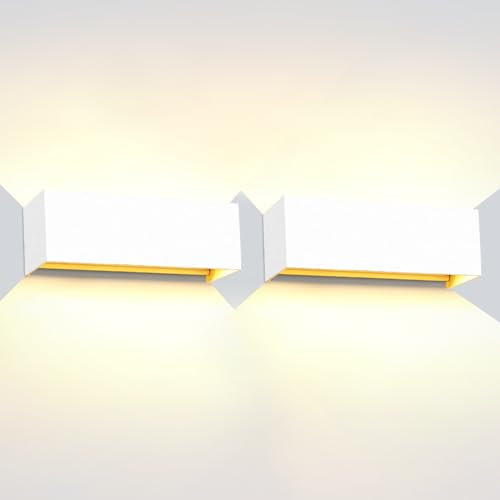 Kingwen 2PCS 30W Außenlampen Außenwandleuchte Weiß Aussenleuchte Aussenlampe IP65 Wandleuchten Innen/Außen Mit Einstellbar Abstrahlwinkel,für Wohnzimmer Garten Warmweiß 3000K