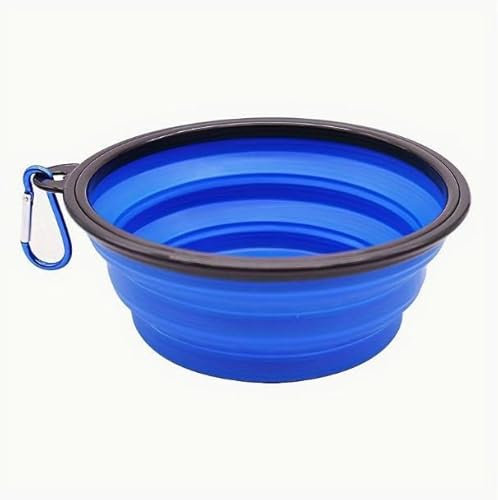 Collapsible Portable Lightweight Silicone Dog Cat Pet Bowl - 350ml/1000ml, Portable Pet Feeder, Lightweight Food Container For Camping, Hiking & Picnics (Blue, 350ml)