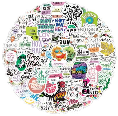 100 PCS Motivational Stickers for Adults, Waterproof Vinyl Stickers for Scrapbooking Book Inspirational Quotes Sticker, for Laptop Scrapbook Skateboard Suitcase Phone Bike