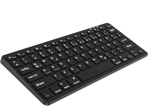 aMZCaSE QWERTZ Kabellose Bluetooth Tastatur für iPad, Kompatibel Mit iPad Pro 11/12.9, Air, Mini, iPhone, Windows, iOS, Android (Schwarz)