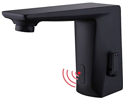 ZDEZHI Robinets à capteur pour lavabo de Salle de Bain Robinet mitigeur de lavabo sans Contact Robinet de lavabo de Salle de Bain, Robinet de lavabo Infrarouge sans Contact Noir Chaud comme jamais
