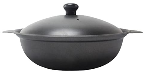 SECFOU Iron Cooking Pot with Lid Double Handle Nonstick Casserole Dish for Even Heating Safe Use for Restaurant and Kitchen Braising