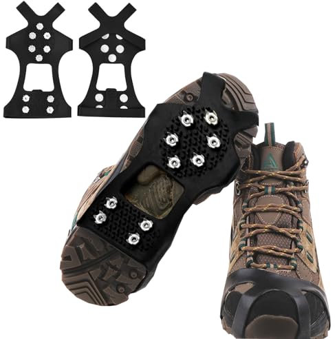 YQBFTC Ramponi per Scarponi,Ramponcini da Ghiaccio Antiscivolo,Neve Ghiaccio Ramponi Tacchetti Spikes per Scarponi da Alpinismo,Scarpe per Ghiaccio Trazione e Outdoor Sci in Inverno(M/L/XL)