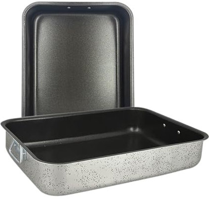 MA MAISON Teglia da Forno Rettangolare - Rostiera per Lasagne Pirofila Universale - Per Arrostire Per Infornare Rivestimento Antiaderente + Antigraffio con Manici (35x24x7 cm)