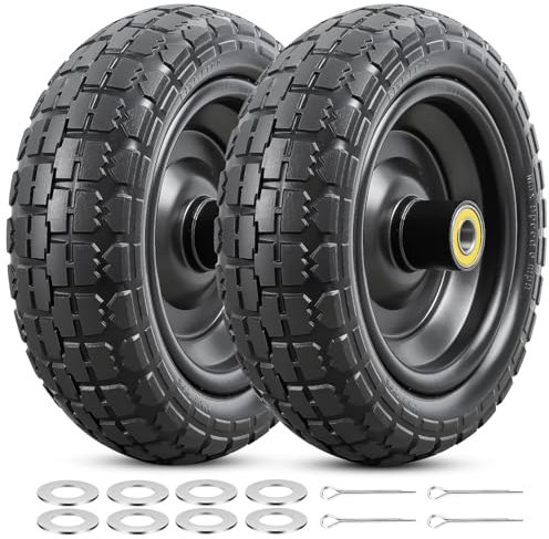 2-PCS 10x3 jantes increvables 10X3.0-6 avec alésage d'axe 5/8 pouce et roulements à double étanchéité compatibles avec les pneus de diable de brouette pneus de tondeuse|noir