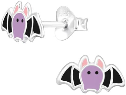 Monkimau Fledermaus Kinder Ohrringe | 925 Silber | Mädchen Ohrstecker Schmuck | Hypoallergen & Nickelfrei | Kinderohrringe Geschenkidee