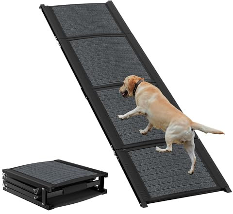 FIVMEN Rampa per cani pieghevole per auto, con superficie del tappeto, rampa per animali domestici, rampa per cani, antiscivolo, fino a 110 kg, rampa per cani per auto, camion, SUV