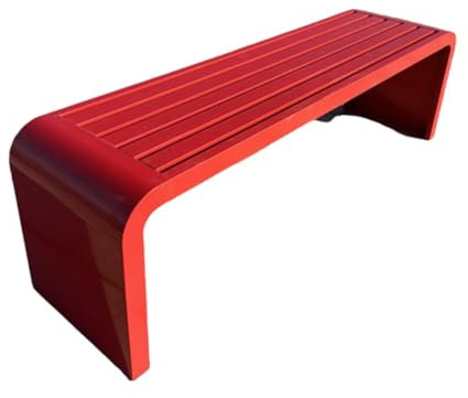 Gartenbank Wetterfest Ohne Rückenlehne Rahmen Aus Verzinktem Stahl, Nicht Leicht Zu Rosten, Starke Tragfähigkeit, Sitzbank Outdoor, für Garten, Balkon, Terrasse(Red,100 * 40 * 45CM)