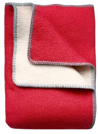 JOWOLLINA WoolOnly Doubleface Wendedecke Plaid aus norwegischer Wolle 130×200 cm (Coral)