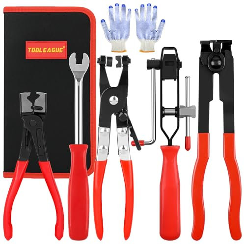 TOOLEAGUE 5Pcs Joint CV Boot Clamp Pliers Set,Hose Clamp and Clic-R Type Pliers,Auto Trim Removal Tool with Storage Bag for Car ATV UTV