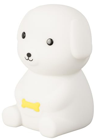 easy! BY FHL FH Lighting LED Kinder Nachtlicht – Tischleuchte, Warmweiß, Batteriebetrieben, Sanftes Licht für Kinderzimmer & Einschlafhilfe, Weiß (Hund)