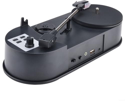 EpheyFIF Mini-Plattenspieler – Konvertierung von Vinyl zu MP3, integrierter S-D-Kartensteckplatz, kompaktes 34 x 17 x 12 cm Design, ABS-Konstruktion, einfache Einrichtung, inklusive USB-Kabel