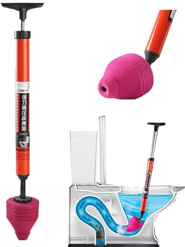 2025 New High Pressure Toilet Unblocker, One Shot Toilet Pipe Plunger, Upgraded Toilet Plunger Kit Air Plunger, Toilet Snake Drain Clog Remover, Toilet Plungers for Unblocking Pipe Clog (64CM)