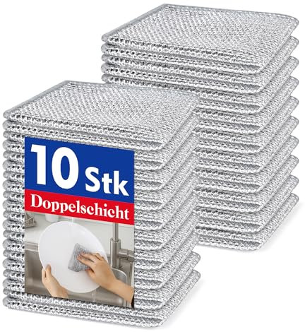 Stahlschwamm Putzlappen, Stahlwolle Spüllappen schwamm für Küche Reinigungstücher und Stahlschwamm Lappen, Edelstahl Reinigungstücher, spüllappen waschbar Für Küchentuch, Rust Spülschwämme, 20Pack