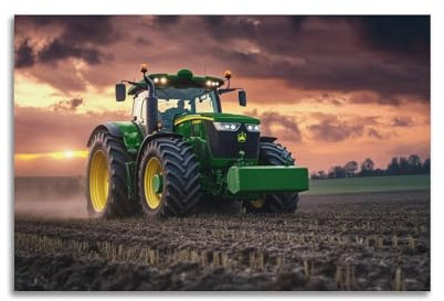 Poster, Motiv: Retro-Auto, Bauernhof, John Deere Lractor, Leinwand, Wandkunst, Dekor, Wohnzimmer, modern, Familienschlafzimmer, 30 x 45 cm, ungerahmt