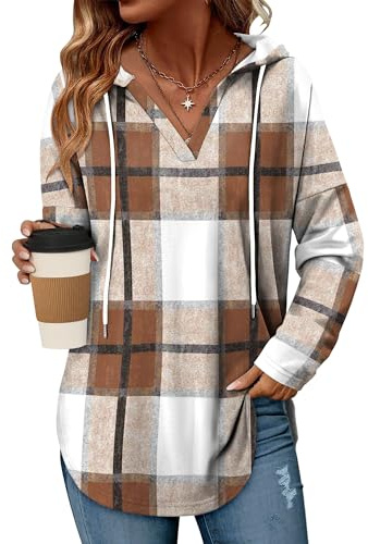 CHICZONE Women's Hoodies Pullover Sweatshirt V Neck Long Sleeve Jumpers Casual Drawstring Ladies Hoodies