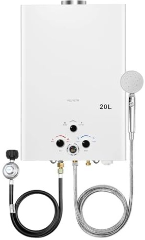 Chauffe-eau électrique sans réservoir, Chauffe-eau Sans Réservoir 5.26GPM 20L Chauffe-eau À Gaz Portable Extérieur Chauffe-eau Instantané Propane Avec Affichage Numérique