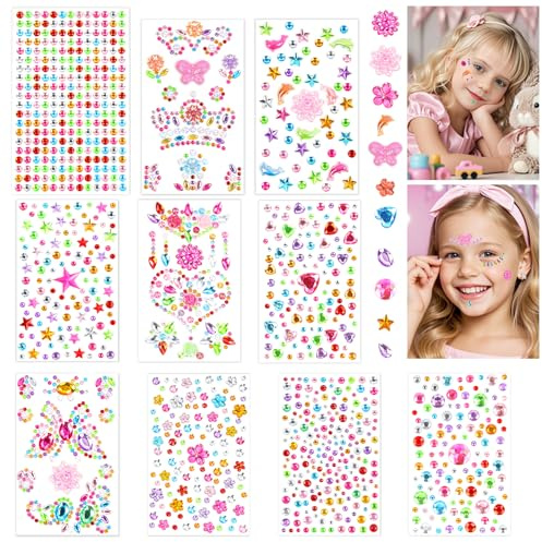 Vicloon Gem Stickers, 2300pcs Rhinestone Self Adhesive Gems, Rhinestone Sticker with Variety of Shapes and Sizes,Stick on Gems Jewel Stickers for Kids DIY Crafts, Nail Art, Scrapbooking