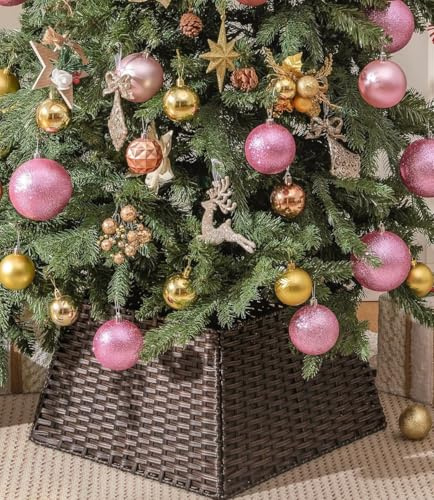 Brown Christmas Tree Collar Plastic Ring, Farmhouse Artificial Tree Decoration for Christmas & Home Decor(Brown Xmas Tree Collar)