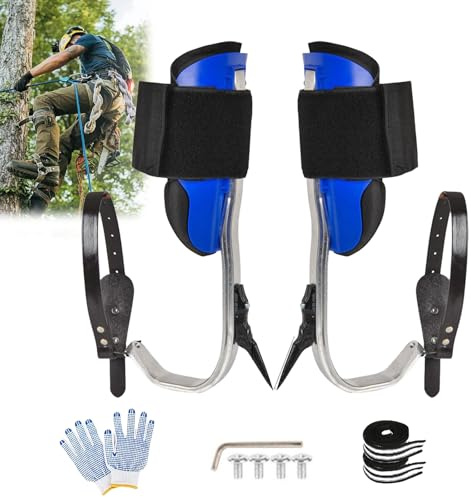 timiland Ramponi per arrampicata sugli alberi, attrezzature per arrampicata sugli alberi, regolabile in altezza e con cinturino in pelle bovina, scarpe per arrampicata sugli alberi, set antiscivolo