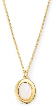 Musihy Gold Anhänger 585 Echtgold, Frauen 14 Karat Gelbgold Halskette mit 6x8mm ovalem Muschelanhänger, Rolokette: 40+5cm