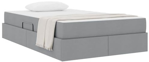 vidaXL Aufbewahrungsbett mit Matratze Hellgrau 120 x 200 cm Polyester