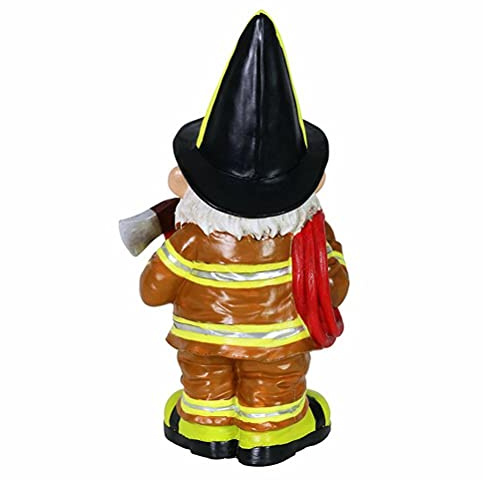 TOPINCN Zwergenstatue eines Alten Mannes, Gartendekoration aus Kunstharz, Einzigartiges Feuerwehrmann-Design, Geeignet für Heim-, Büro- und Gartendekoration