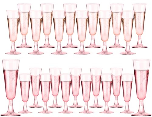 hunwutef Sektgläser Plastik, Champagner Gläser, 25 Stück Sektgläser Kunststoff, 150ml Mehrweg Plastik Champagnergläse für Garten Hochzeitstag Duschen Partys Transparent