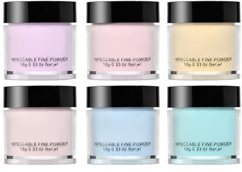 6Pcs Dip Powder, 6 Colors Acrylic Nail Dip Powder, No UV/LED Lamp Required, Long-Lasting DIY Kit for Beginners Manicure DIY Salon| Manicure Kits
