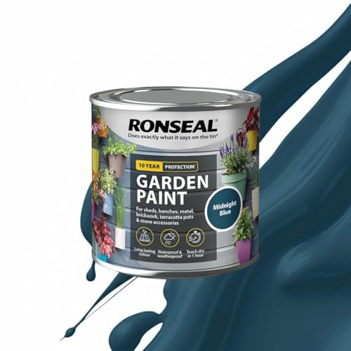 Milena Midnight Blue Garden Paint 250ml, Water Based Wooden Paints, Fast Drying Matt Finish, Long Lasting Fade Resistance Fence Paint, DIY Colour for Brick, Flower Pots (Midnight Blue, 250 M L)