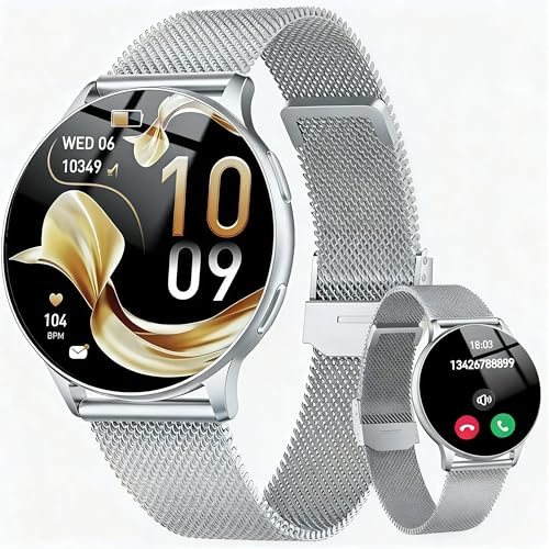Smart Watches for Women, 1.32AMOLED Screen Smartwatch (Answer/Make Call)120+ Sport Mode, 2026 NEW Fitness Tracker with Heart Rate/Sleep Monitor, IP68 Waterproof Smartwatch for iOS Android, Silver