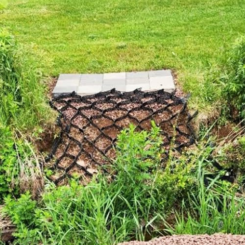 Pavimentazione da giardino, 5 cm di spessore, supporto per camper, parcheggio e rifugio da giardino in plastica, piastrelle pieghevoli e flessibili (4 m x 8 m)