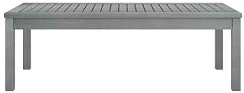 HFMDRMU Grauer Couchtisch aus Massivholz Akazie 100x50x33 cm für Terrasse Garten und Poolbereich