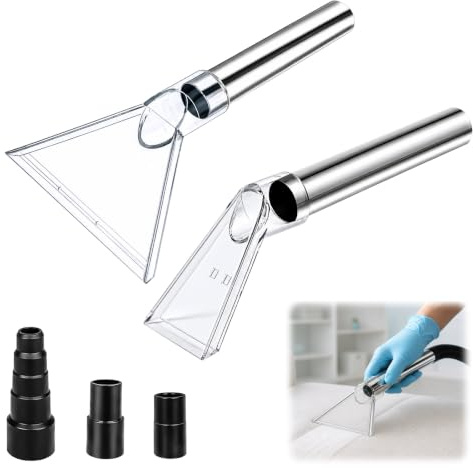 2 Staubsauger Aufsatz mit 3 Staubsauger Adapter für 3.2/3.5/4.4cm Schlauch | Transparente Staubsaugerdüse, Nassauger Schlauchadapter, 2 Edelstahl-Verlängerungsrohr, für Sofa Teppich Autoinnenraum