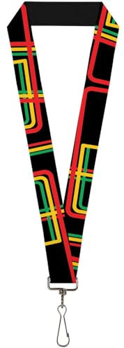 Lanyard Maze Lines Black Rasta