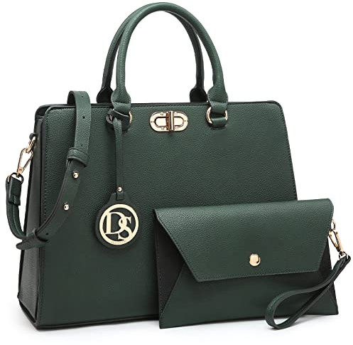 Dasein Women's Designer Leather Satchel Top Handle Shoulder Bag Padlock Tote Handbag w/Coin Purse