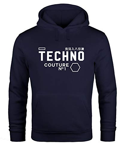 Neverless Techno Kapuzen-Pullover Hoodie Herren Männer Navy 4XL
