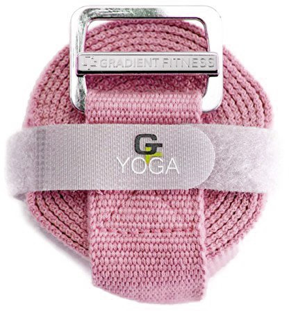 Gradient Fitness Yoga Strap, Friction-Less Easy-Feed Buckle, Super Soft Cotton/Polyester Blend Webbing, Free eGuide. (8 Feet) (Pink)