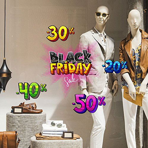 kina - UVBF0018 Adesivi Murali Vetrofania - Pop Explosion - Misure 40X30 cm - Vetrine Negozi per Black Friday, Stickers, Adesivi