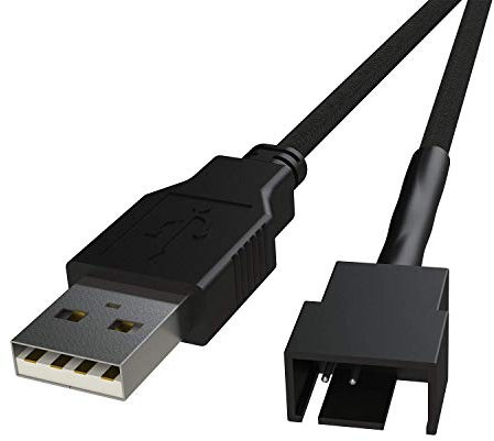 LINKUP - (2 Packs USB to 3/4-P PWM 5V | CPU/Case Fan Sleeved Power Cable Adapter | USB 2.0, 3.0, 3.1