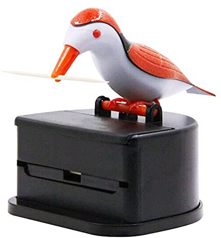 Jucaifu Distributore di stuzzicadenti Little Bird, distributore creativo a spinta, porta stuzzicadenti. (arancione)