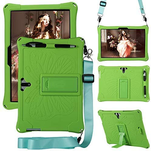 LEHEE Coque pour JUSYEA J5, Supporter Silicone Enfants Housse de Protection Poids Léger Stand Coque Cover pour JUSYEA J5 Tablet 10 Pouce, Vert