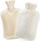 Hot Water Bottle with Cover, 2L Large Capacity, Premium Natural Rubber Hot Water Bag Cover, Furry Faux Fur Warm Water Bottle -Hot Water Bag for Pain Relief, Great Gift Idea,White,1Pcs