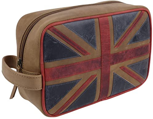 Mala Herren Kulturtasche aus Leder mit Union Jack-Design
