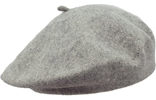 MELEGARI Baskenmütze für Damen | 100% Wolle | Margie Beret | Made in EU, hellgrau melange 99, One size