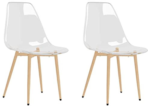 vidaXL 2X Sillas de Comedor Asiento Mobiliario Muebles Oficina Despacho Salón Sala de Estar Cocina Escritorio Relajación Transparente Pet